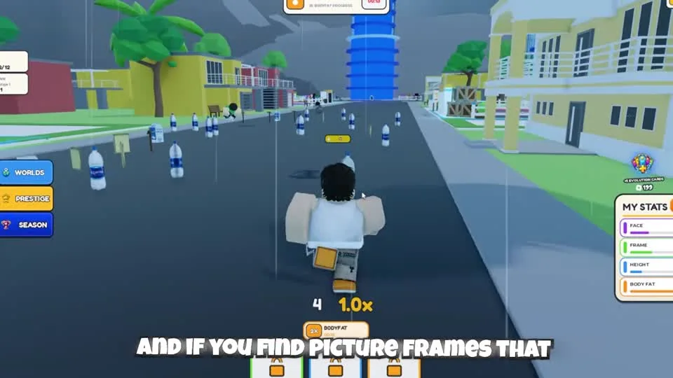 Milk bottles on the street and the MY STATS panel on the right